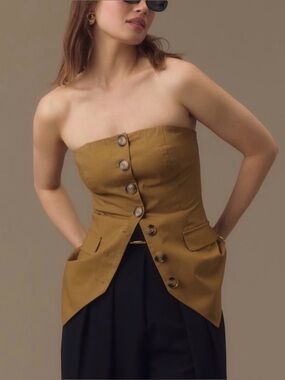 Anthropologie Button-Front Bustier Top